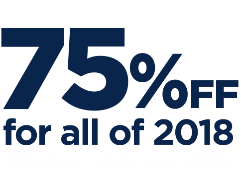 Unlimited Digital Access, 75% off for all of 2018